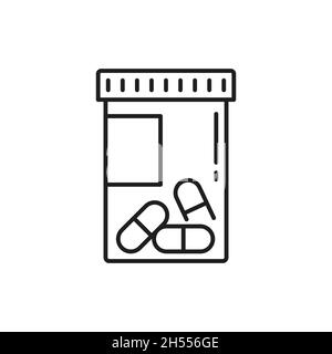 Supplement in capsule packaging, pills maintaining healthy balance of gut bacteria isolated outline icon. Vector probiotics ad, immune and digestive h Stock Vector