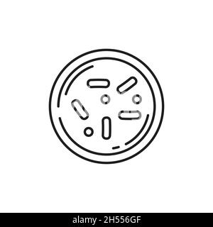 Probiotics or lactobacillus in circle isolated thin line icon. Vector prebiotics sign, gastrointestinal therapy. Bifidobacterium, positive bacterium, Stock Vector