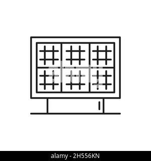 Photovoltaic cell of solar panel, sun battery thin line icon. Vector PV module generating direct current electricity by sunlight, pure electricity. Su Stock Vector