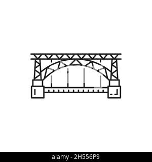 Porto Bridge across Portugal Douro river isolated thin line icon. Vector Portuguese landmark, traditional historical place of interest, famous sightse Stock Vector