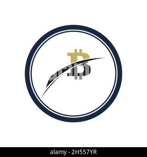 illustration Bitcoin crypto currency logo design Stock Vector