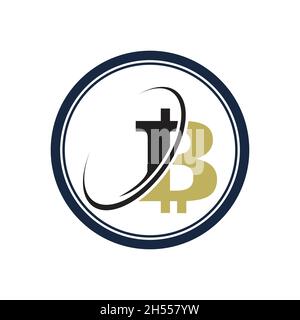 illustration Bitcoin crypto currency logo design Stock Vector
