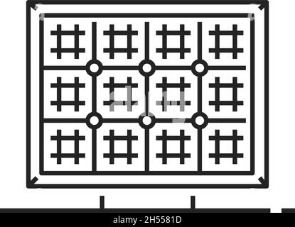Solar panel generating pure electricity isolated thin line icon. Vector sun power generator, green energy battery. Photovoltaic cells PV module genera Stock Vector