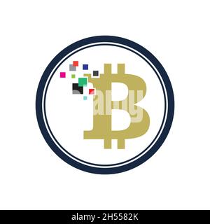 illustration Bitcoin crypto currency logo design Stock Vector