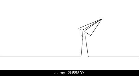 Paper plane continuous one line drawing. Concept of business messages and ideas. Minimalistic trend vector illustraation. Stock Vector