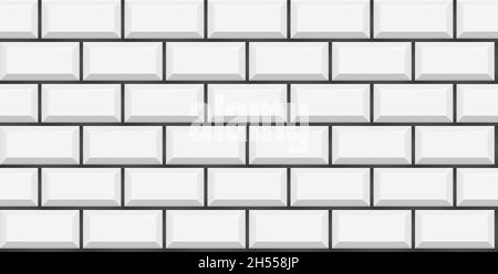 White subway tile seamless pattern. Wall with brick texture. Vector geometric background design Stock Vector