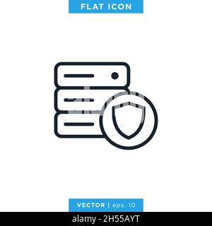 Database and shield icon vector stock illustration design template. Stock Vector