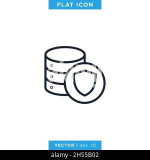 Database and shield icon vector stock illustration design template. Stock Vector