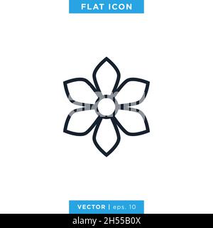 Flower icon vector stock illustration design template. Editable stroke. Stock Vector