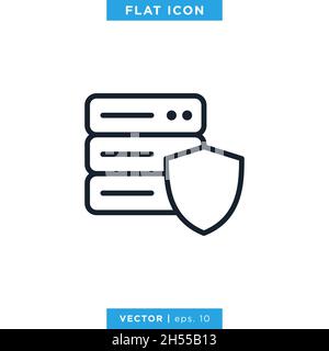 Database and shield icon vector stock illustration design template. Stock Vector