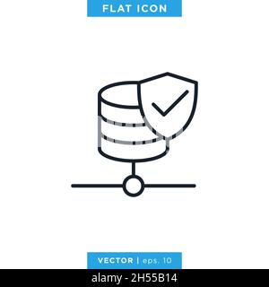 Database and shield icon vector stock illustration design template. Stock Vector