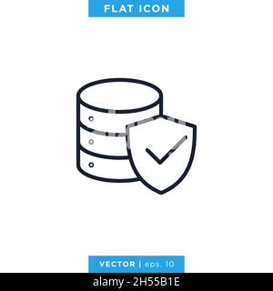 Database and shield icon vector stock illustration design template. Stock Vector