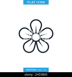 Flower icon vector stock illustration design template. Editable stroke. Stock Vector