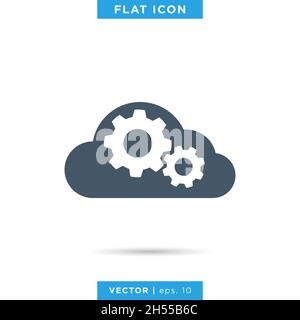 Cloud and gear icon vector stock illustration design template. Stock Vector