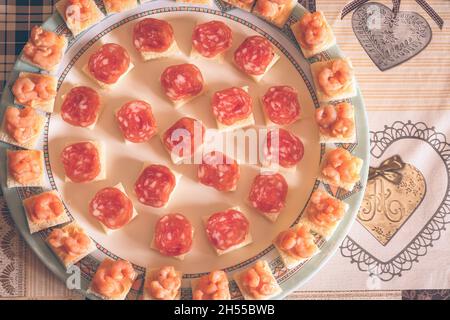 Assorted Homemade Canapés Appetizers Stock Photo