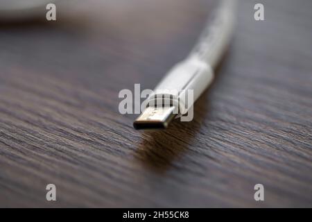 Close up of charging connector Type C. Stock Photo