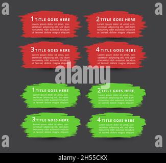 Red And Green Brush Strokes Infographic. Stock Vector