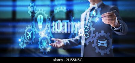 IOT Internet of things digital transformation disruption information and communication technology concept. Stock Photo