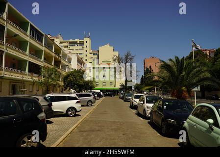 LISBON, PORTUGAL - Jul 13, 2021: A street with buildings and cars in Lisbon, Portugal Stock Photo