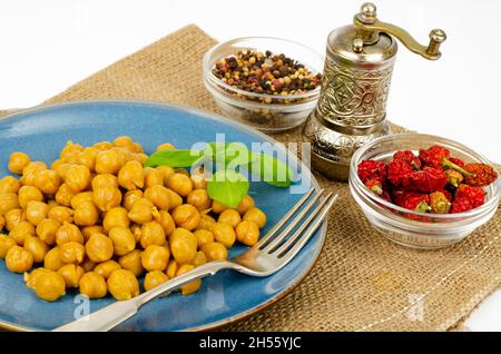 Vegetarian meals. Boiled chickpeas Studio Photo Stock Photo