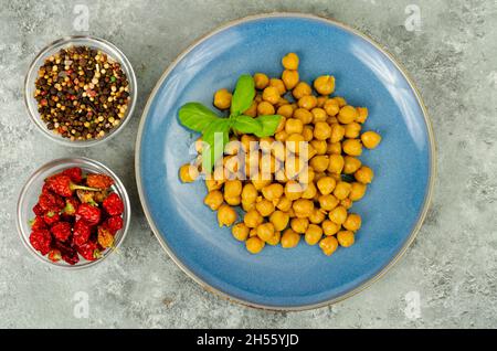 Vegetarian meals. Boiled chickpeas Studio Photo Stock Photo