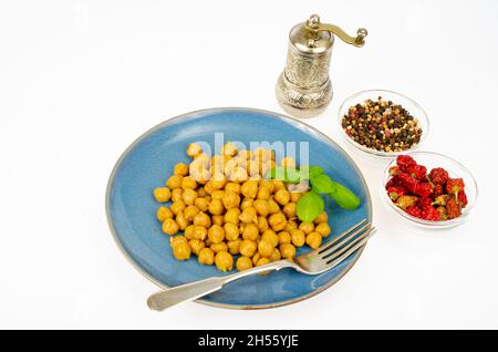 Vegetarian meals. Boiled chickpeas Studio Photo Stock Photo