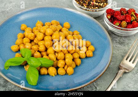 Vegetarian meals. Boiled chickpeas Studio Photo Stock Photo