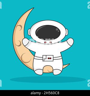 Illustration vector design of astronaut cute character cartoon Stock Vector