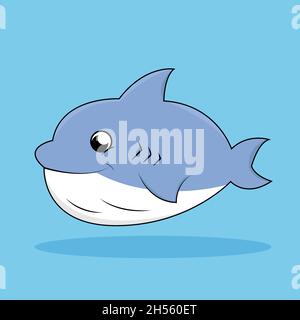 Illustration vector design of shark cute animal cartoon Stock Vector