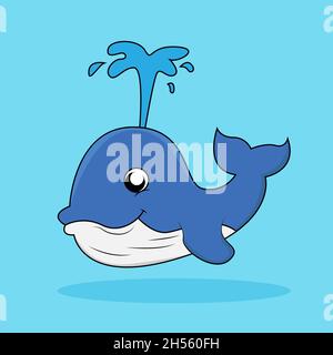 Illustration vector design of whale cute animal cartoon Stock Vector