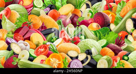 Seamless pattern made of fresh vegetables