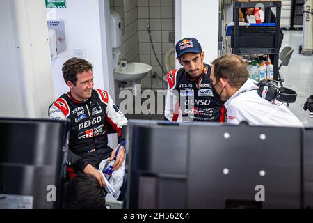 Ogier Sebastien (fra), Toyota Gazoo Racing, Toyota GR010 - Hybrid, portrait Buemi Sebastien (swi), Toyota Gazoo Racing, Toyota GR010 - Hybrid, portrait Alexander Wurz during the 2021 FIA World Endurance Championship, FIA WEC, on the Bahrain International Circuit, on November 7, 2021 in Sakhir, Bahrain - Photo: Germain Hazard/DPPI/LiveMedia Stock Photo