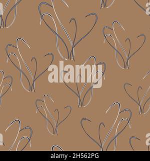 Seamless vector pattern texture with curved lines on beige brown background. Modern abstract wallpaper design. Trendy fashion textile. Stock Vector