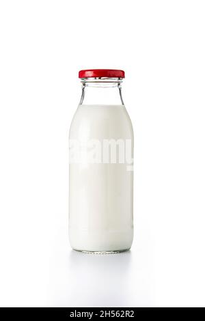 Milk bottle isolated on white background Stock Photo