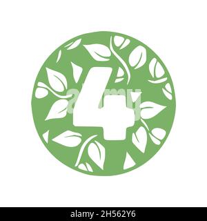 Number 4 natural hand drawn glyph icon. Four symbol vector clip art Stock Vector