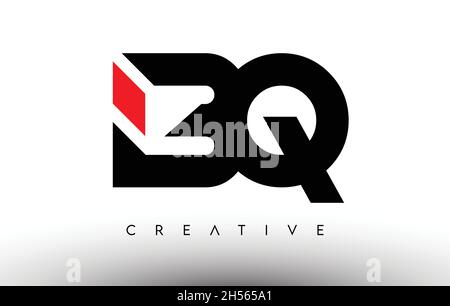 BQ Creative Modern Letter Logo Design. BQ Icon Letters Logo Vector Illustration with Black and Red Colors Stock Vector