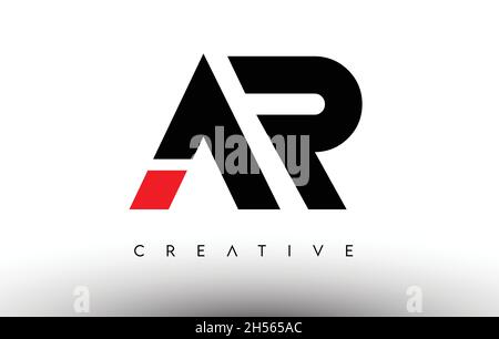 AR Creative Modern Letter Logo Design. AR Icon Letters Logo Vector Illustration with Black and Red Colors Stock Vector