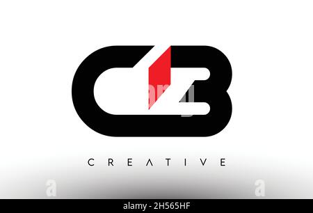 CB Creative Modern Letter Logo Design. CB Icon Letters Logo Vector Illustration with Black and Red Colors Stock Vector