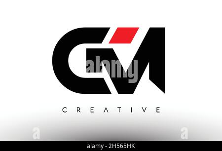 CM Creative Modern Letter Logo Design. CM Icon Letters Logo Vector Illustration with Black and Red Colors Stock Vector