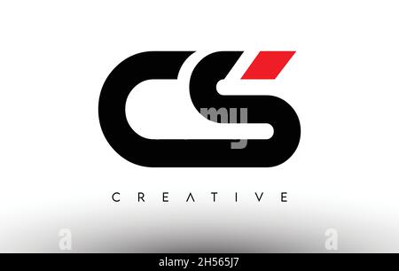 CS Creative Modern Letter Logo Design. CS Icon Letters Logo Vector Illustration with Black and Red Colors Stock Vector