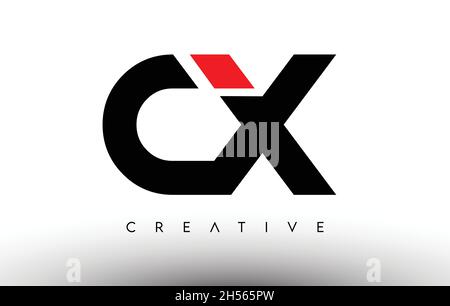 CX Creative Modern Letter Logo Design. CX Icon Letters Logo Vector Illustration with Black and Red Colors Stock Vector