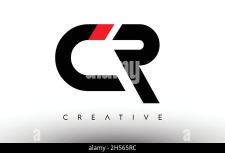 CR Creative Modern Letter Logo Design. CR Icon Letters Logo Vector Illustration with Black and Red Colors Stock Vector