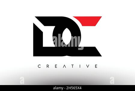 DC Creative Modern Letter Logo Design. DC Icon Letters Logo Vector Illustration with Black and Red Colors Stock Vector