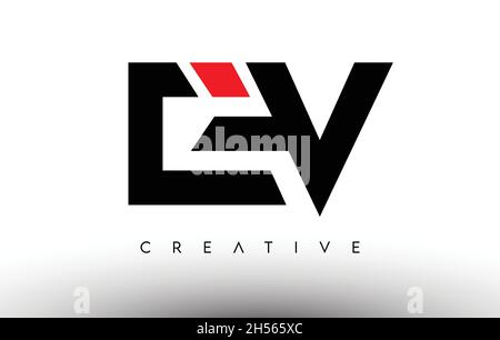 EV Creative Modern Letter Logo Design. EV Icon Letters Logo Vector Illustration with Black and Red Colors Stock Vector