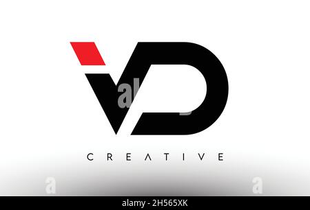 VD Creative Modern Letter Logo Design. VD Icon Letters Logo Vector Illustration with Black and Red Colors Stock Vector