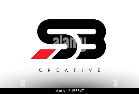 SB Creative Modern Letter Logo Design. SB Icon Letters Logo Vector Illustration with Black and Red Colors Stock Vector