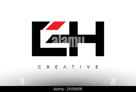 EH Creative Modern Letter Logo Design. EH Icon Letters Logo Vector Illustration with Black and Red Colors Stock Vector