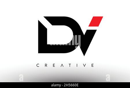 DV Creative Modern Letter Logo Design. DV Icon Letters Logo Vector Illustration with Black and Red Colors Stock Vector