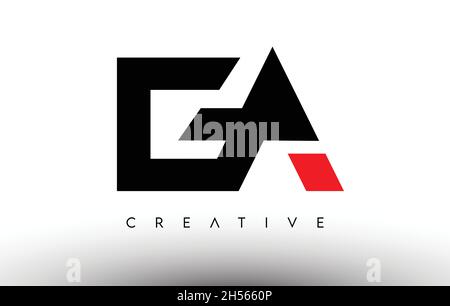 EA Creative Modern Letter Logo Design. EA Icon Letters Logo Vector Illustration with Black and Red Colors Stock Vector