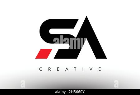 SA Creative Modern Letter Logo Design. SA Icon Letters Logo Vector Illustration with Black and Red Colors Stock Vector